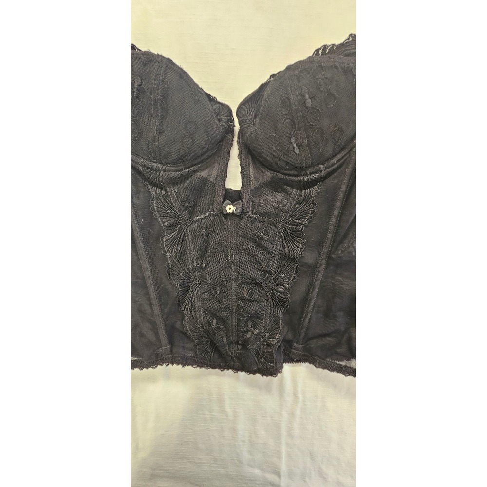 Vintage Beautiful Fredericks of Hollywood Black Lace Corset Bustier